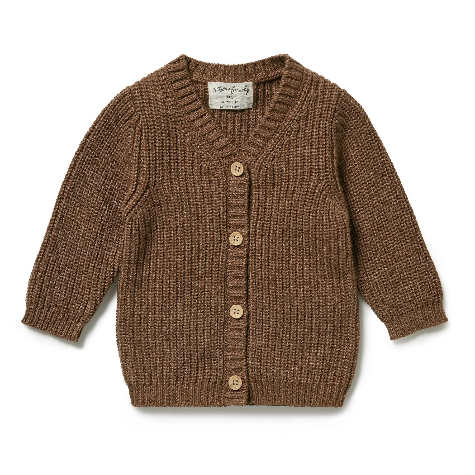 WILSON & FRENCHY KNITTED BUTTON CARDI DIJON