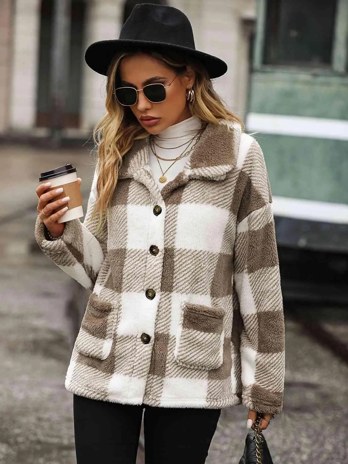 Winter Insulation Button Down Plaid Jacket