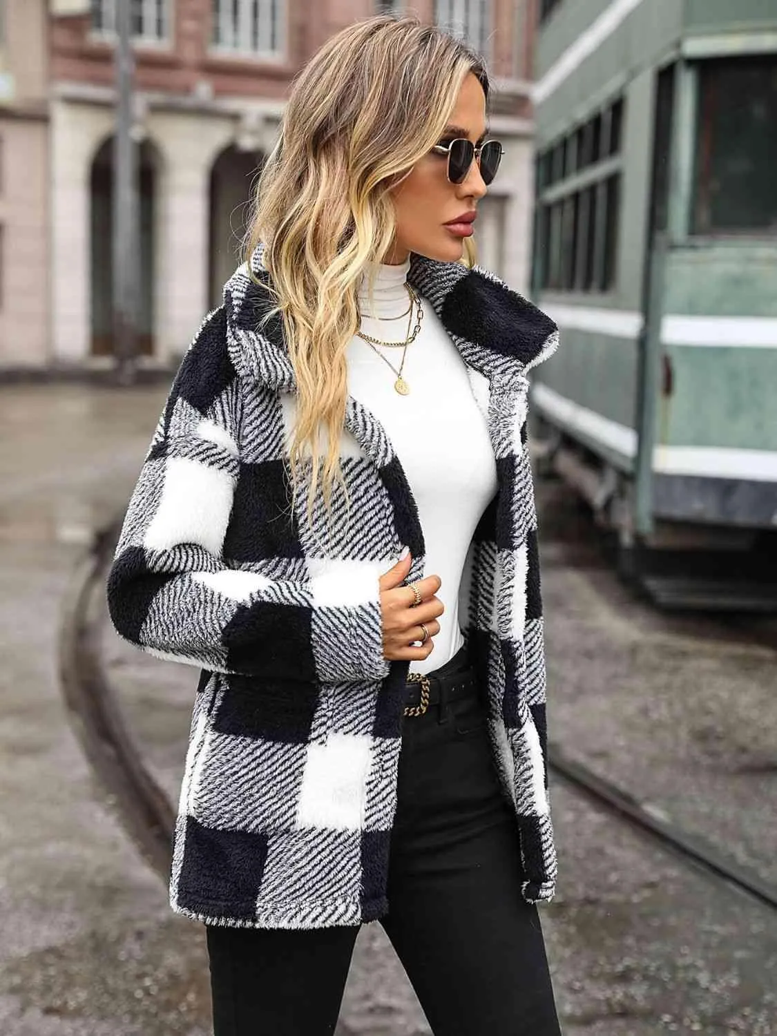 Winter Insulation Button Down Plaid Jacket