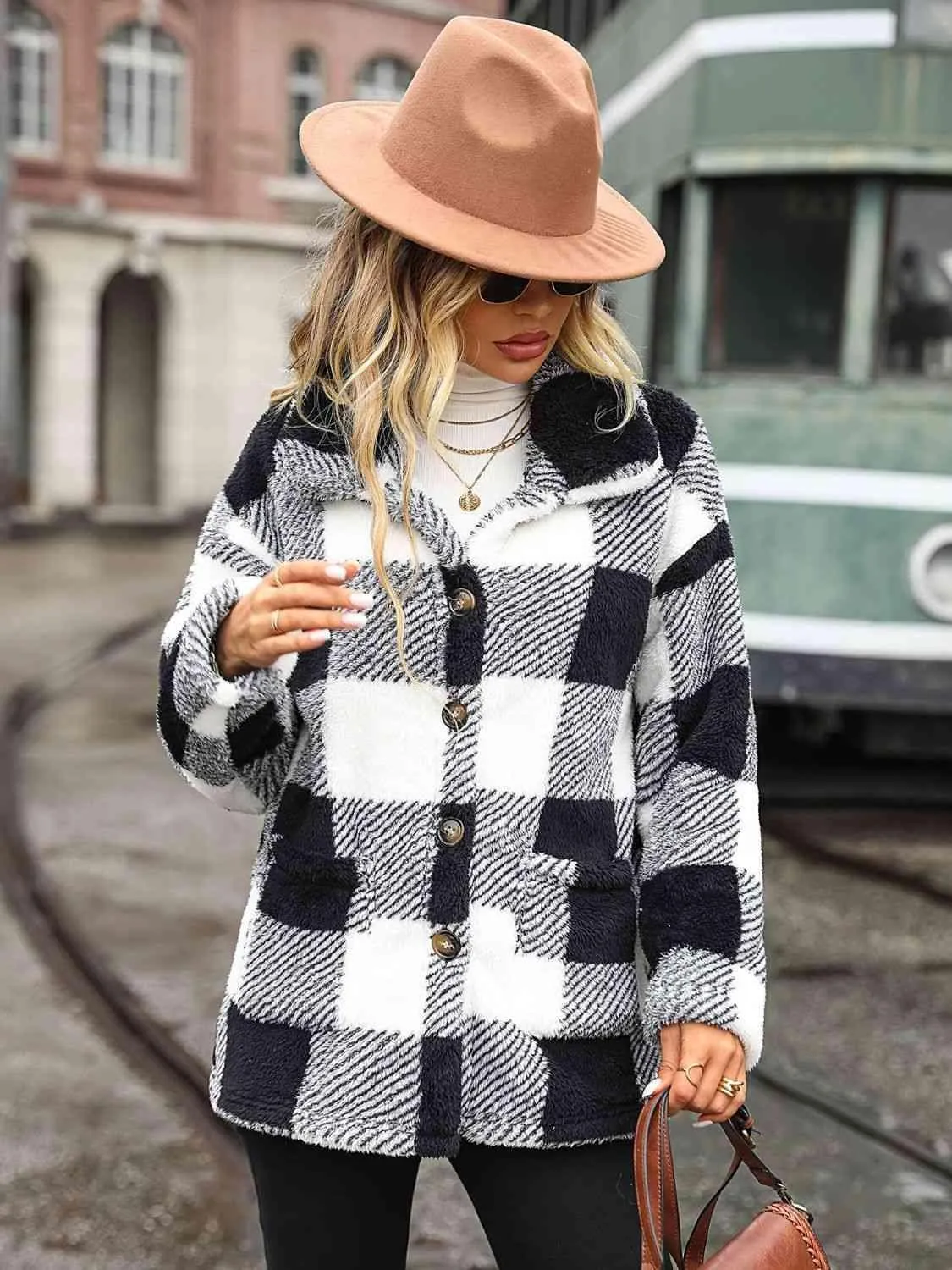 Winter Insulation Button Down Plaid Jacket