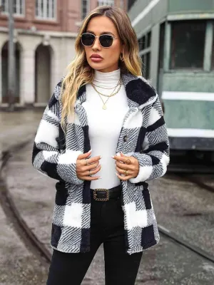 Winter Insulation Button Down Plaid Jacket