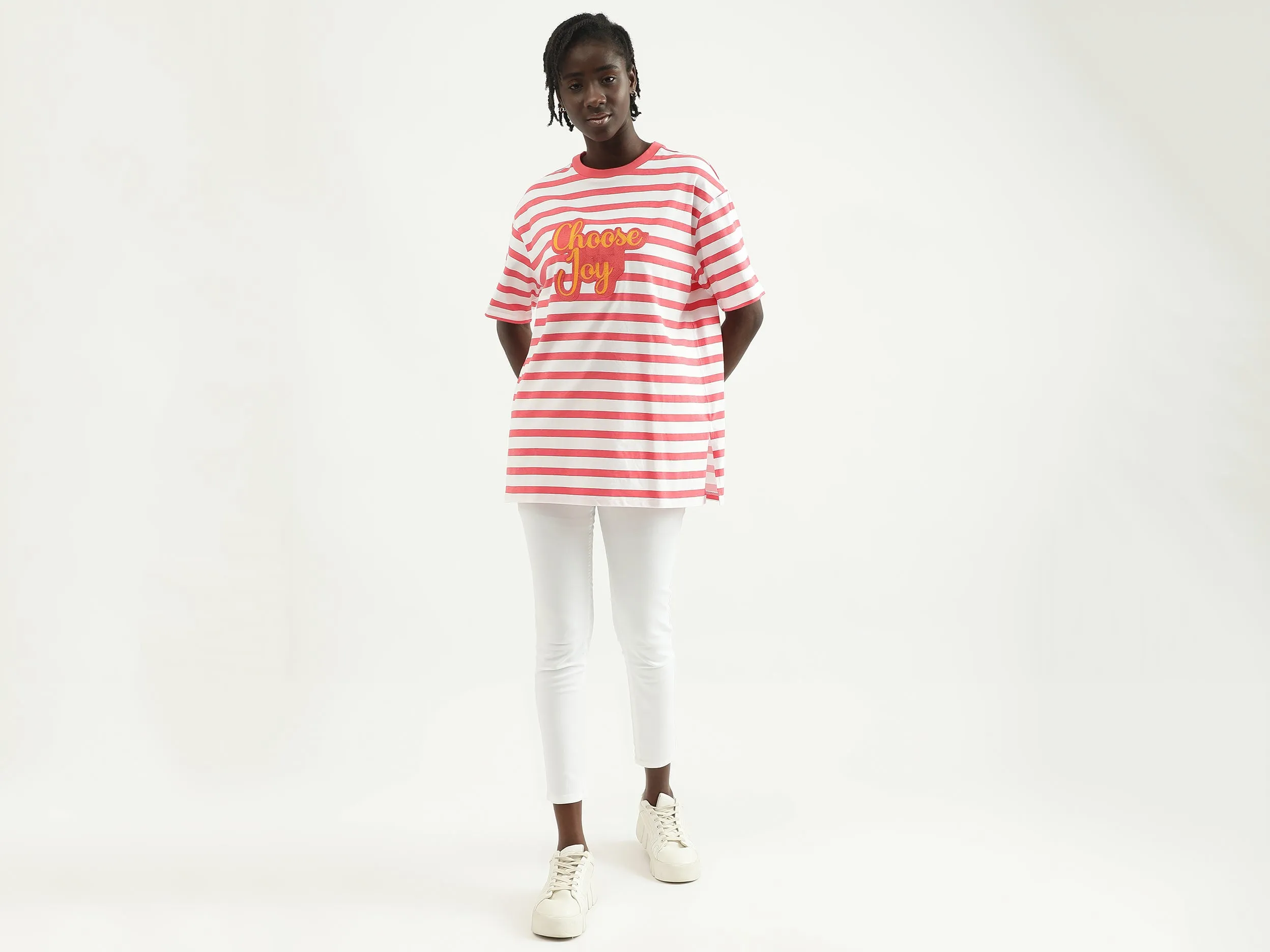 Women Striped Round Neck T-shirt