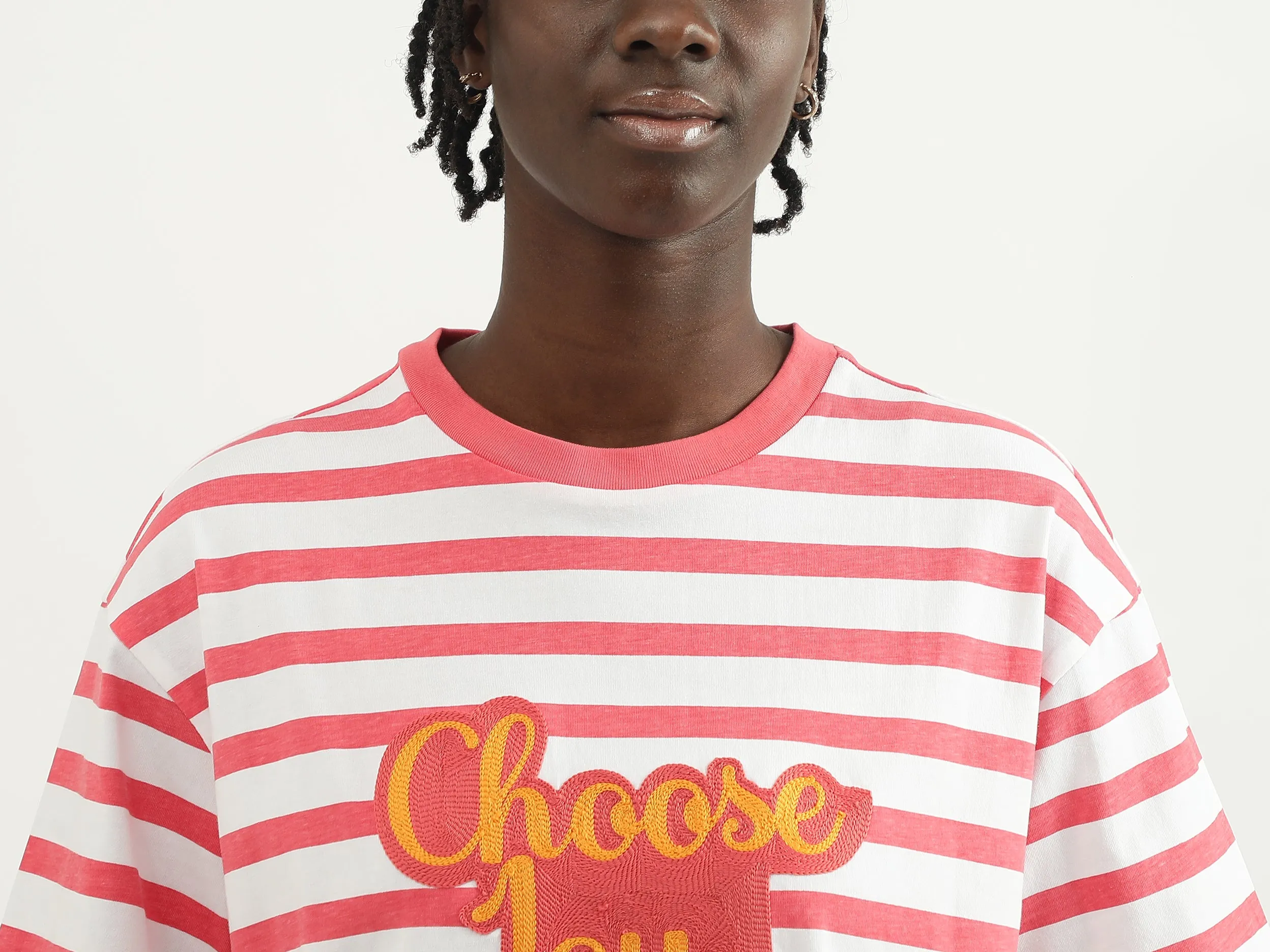 Women Striped Round Neck T-shirt