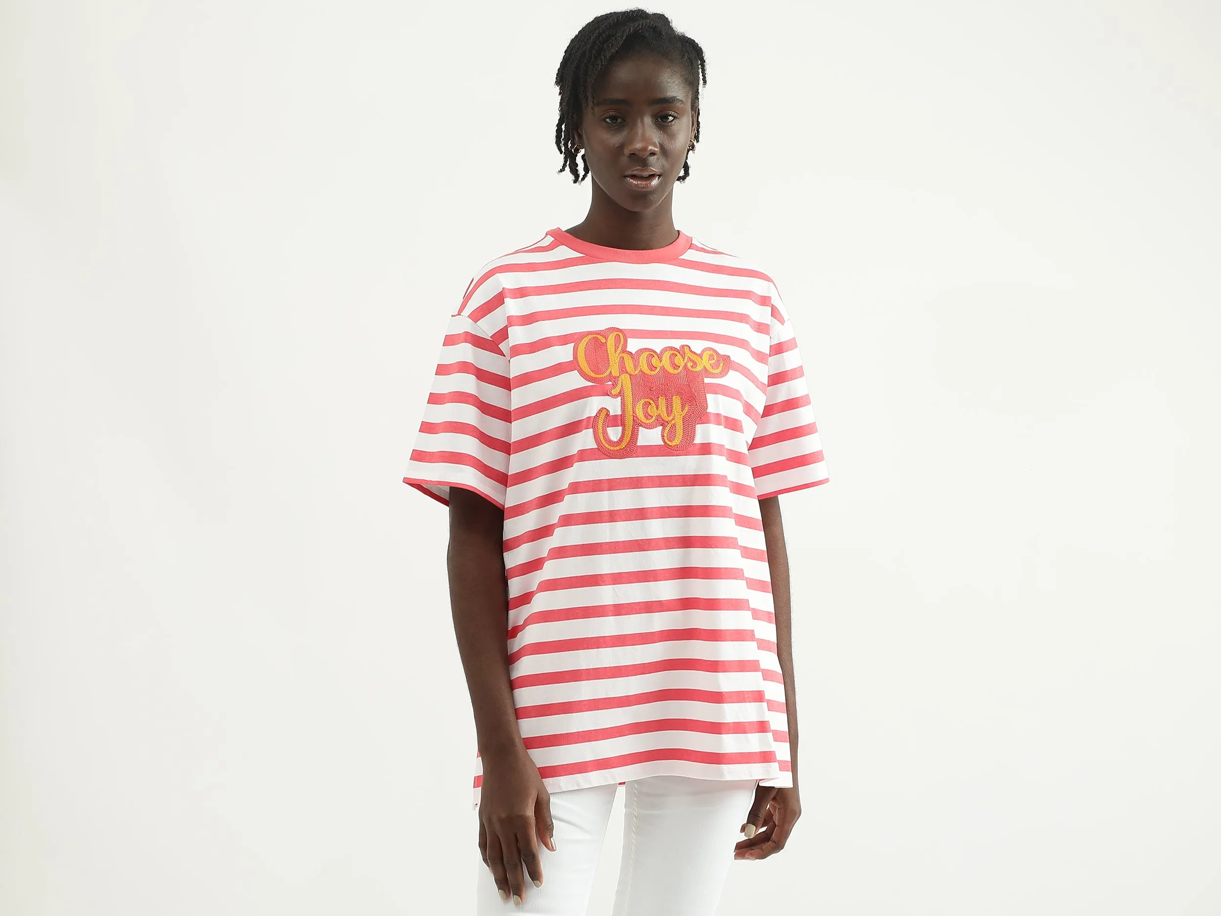 Women Striped Round Neck T-shirt