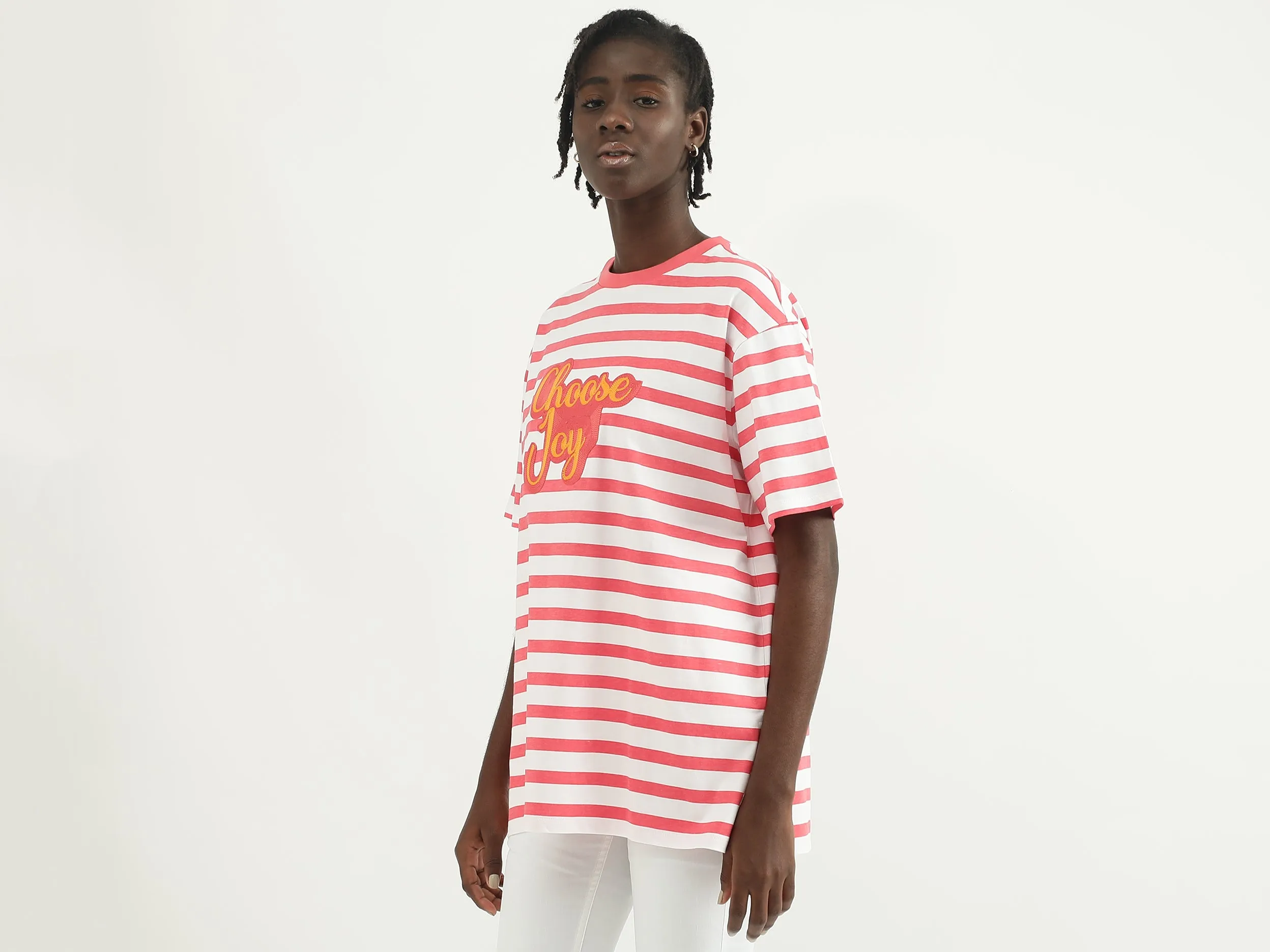 Women Striped Round Neck T-shirt