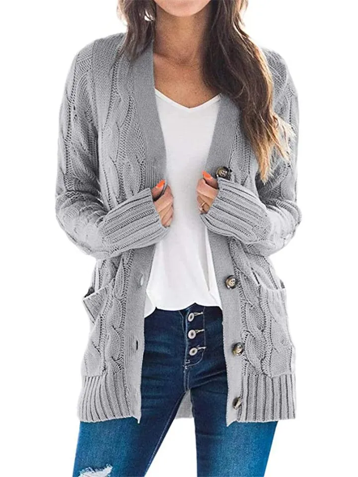 Women's Button Down Sweater Cardigan with Pockets
