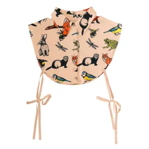 Women's Detachable Collar - Button Down - Peach with animal print
