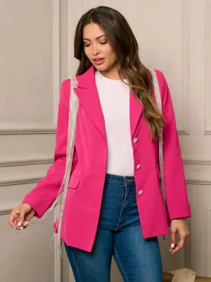 WOMEN'S LONG SLEEVE BUTTON CLOSURE STUDS DETAILED BLAZER