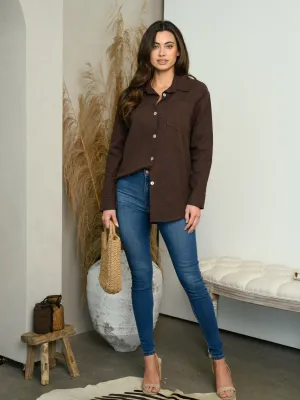 WOMEN'S LONG SLEEVE BUTTON UP COLLAR SHIRT TOP