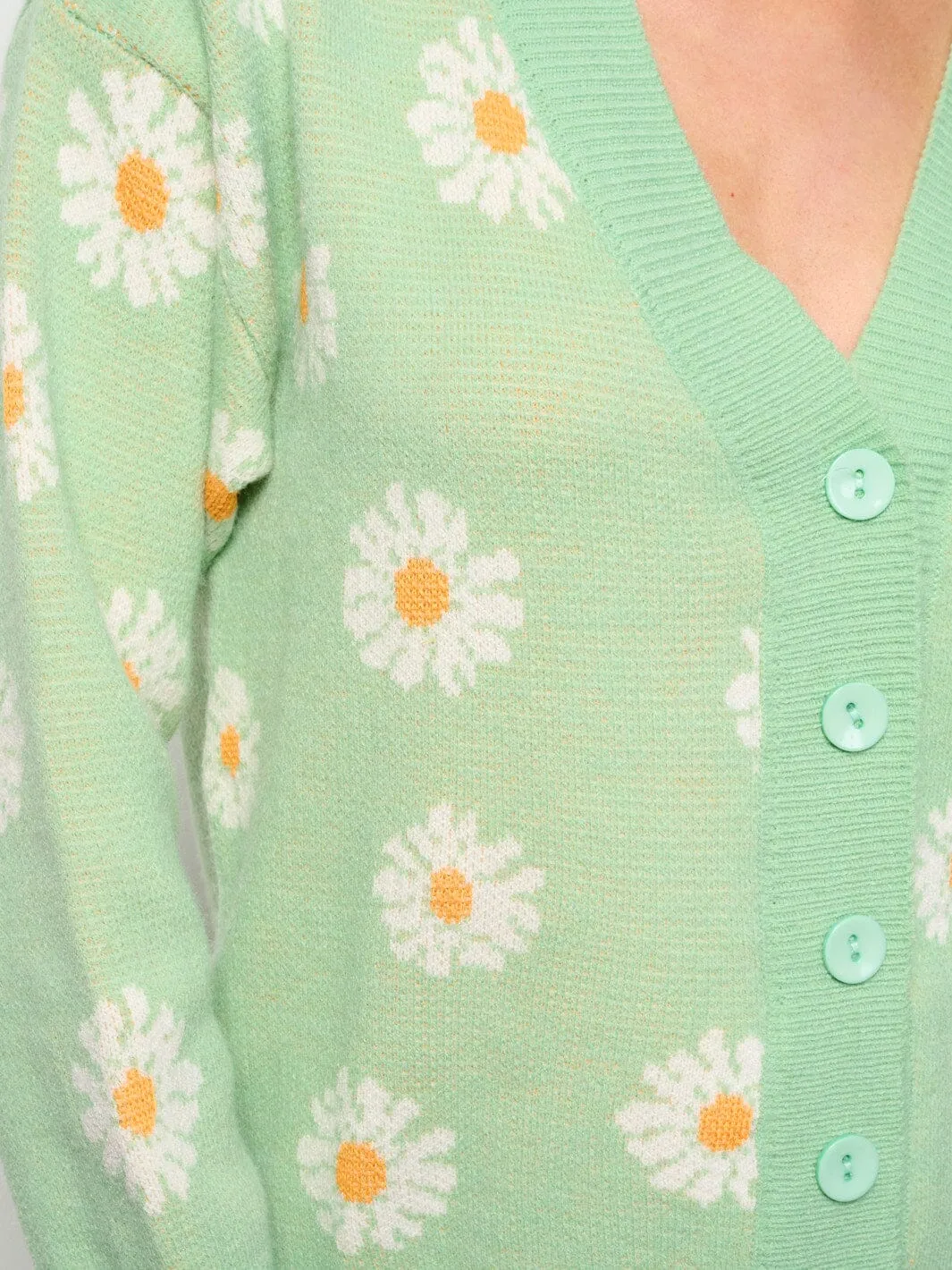 WOMEN'S LONG SLEEVE BUTTON UP FLORAL CARDIGAN SWEATER