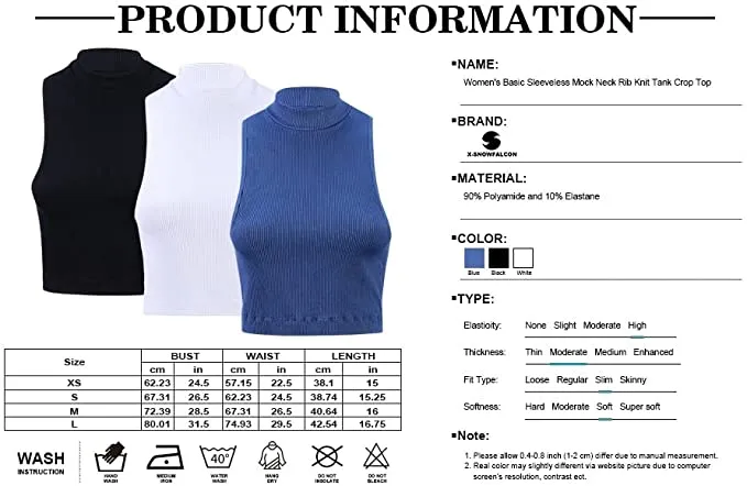 Women's Mock Neck Sleeveless Tank Basic Rib-Knit Crop Workout Casual Tank Tops