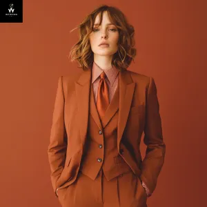 Women's Rust 3-Piece Suit – Elegant Wedding & Formal Wear Set for Women