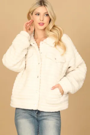 WOOL BUTTON DOWN STRIPE JACKET