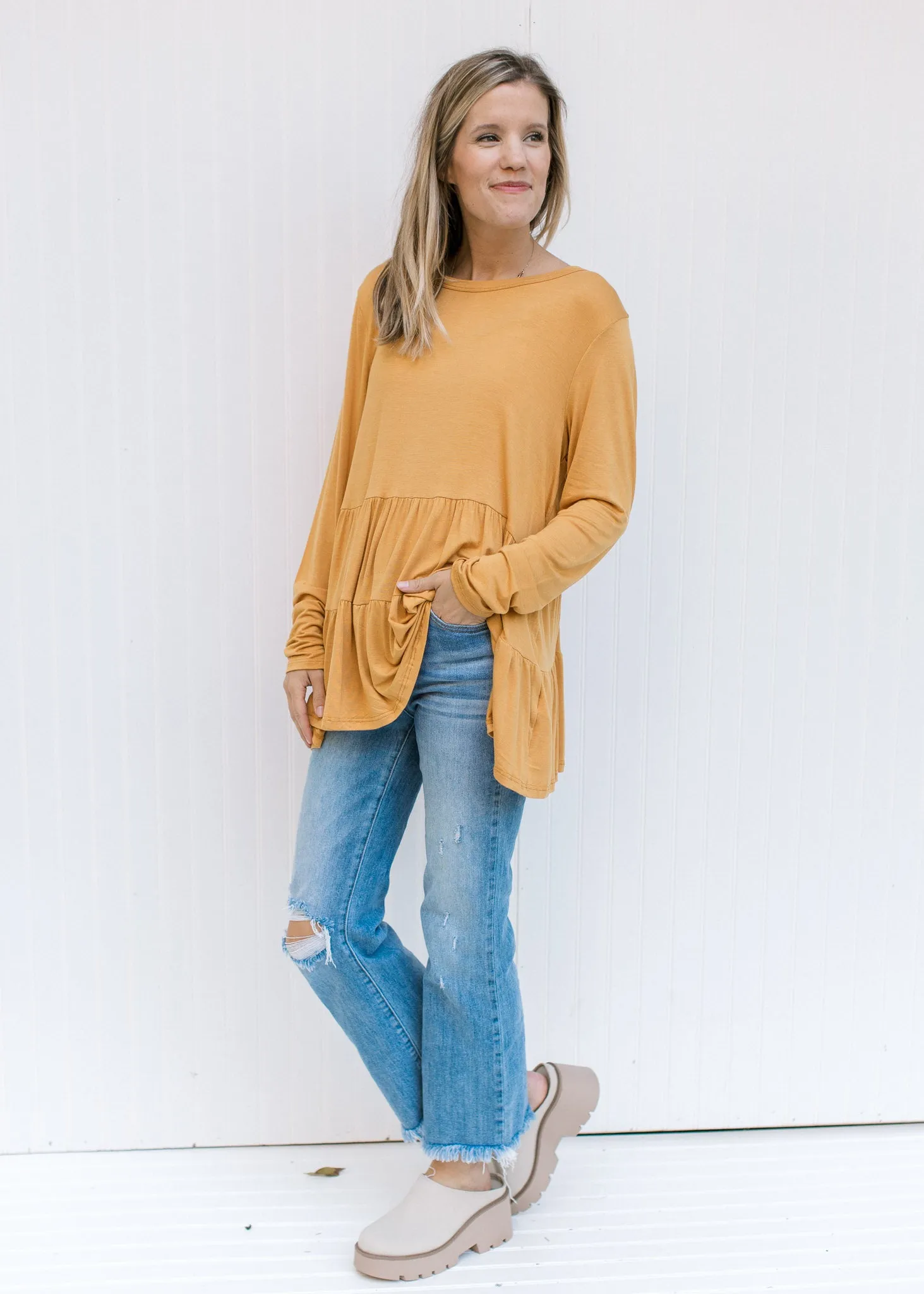 X Marigold Tiered Top