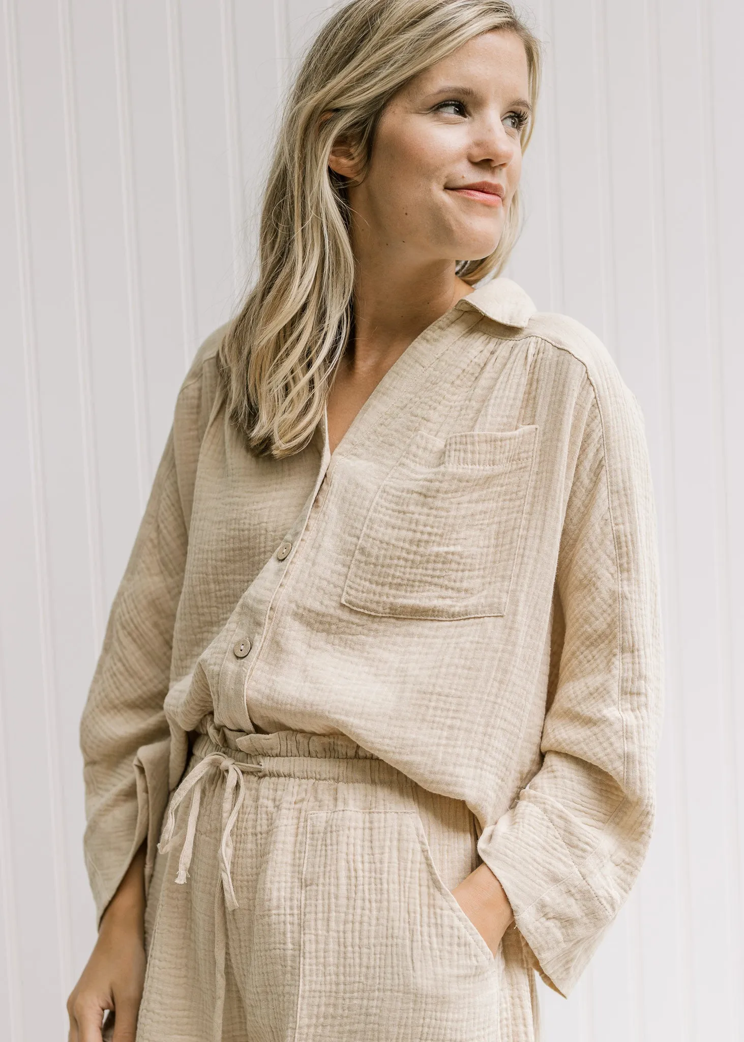 X Sand Button Shortie Set