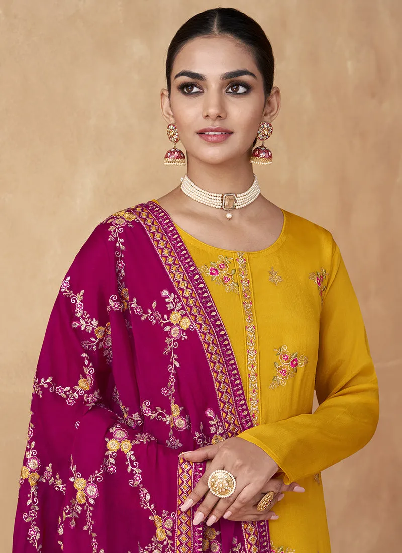 Yellow Sequence Embroidery Salwar Kameez
