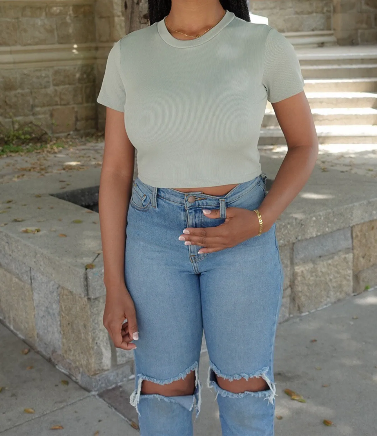 Zane Everyday Basic Top(Sage)